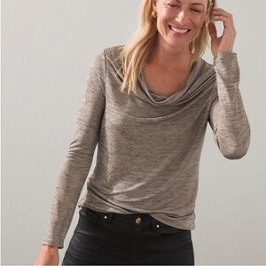 Chico's Knit Foil Cowl Neck Gold Long Sleeve Top